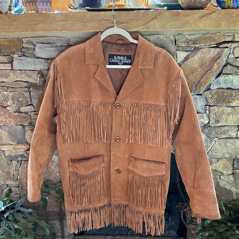 Leather Gallery Vintage 💯 Leather FringedCowboy Jacket Sz Small Men’s Authentic